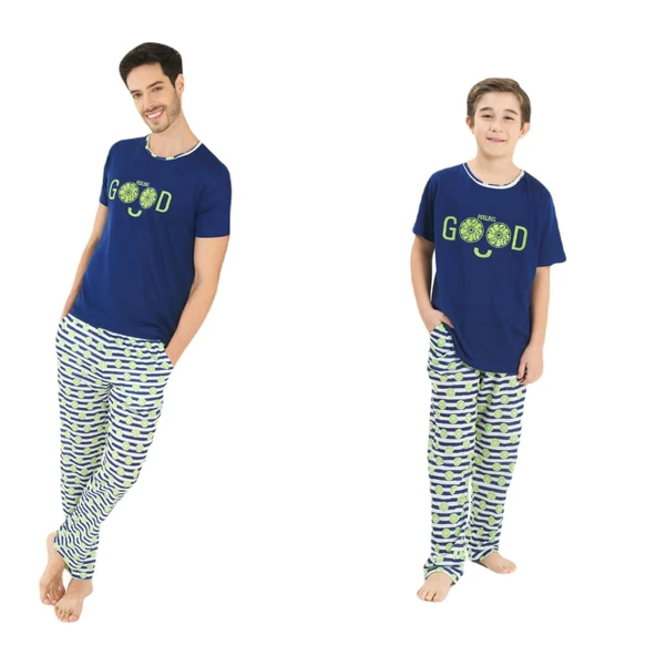 YENİ İNCİ 4 ÇİFT ANNE KIZ BABA OĞUL AİLE PİJAMA TAKIM - Resim 3