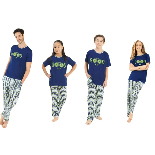 YENİ İNCİ 4 ÇİFT ANNE KIZ BABA OĞUL AİLE PİJAMA TAKIM - Resim 2
