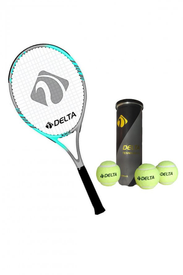 Delta Flame 27 İnç Tek Parça L1 Grip Kort Tenis Raketi + Çantası + 3 Adet Tenis Maç Topu Seti