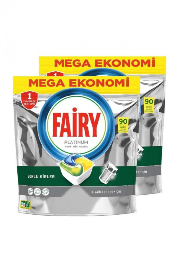Fairy Platinum 180li  Bulaşık Makinesi Deterjanı Tablet Limon Kokulu 90x2