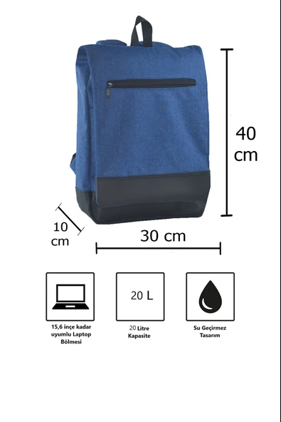 Bagorama WANT Unisex 15.6 Laptop / Tablet Uyumlu Kumaş Sırt Çantası - 9