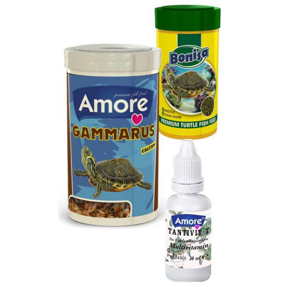 Amore Gammarus Kaplumbağa Yemi 1Lt, 250ml Turtle Sticks Bonisa, Multivitamin