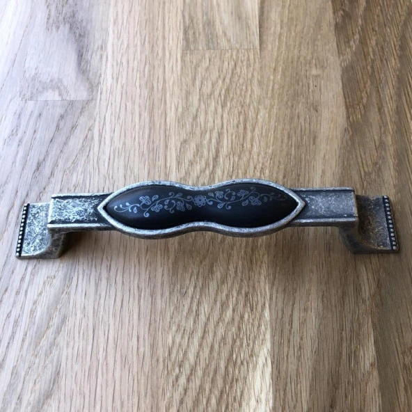 Antik Gümüş Siyah Porselen Kulp 128mm (2 Adet) - Resim 2