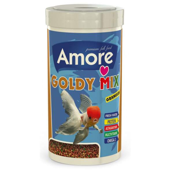 Amore Goldy Mix Granules 1000ml Güçlü Bağışıklık ve Sağlıklı Gelişim Parlak Renkler Japon Yemi
