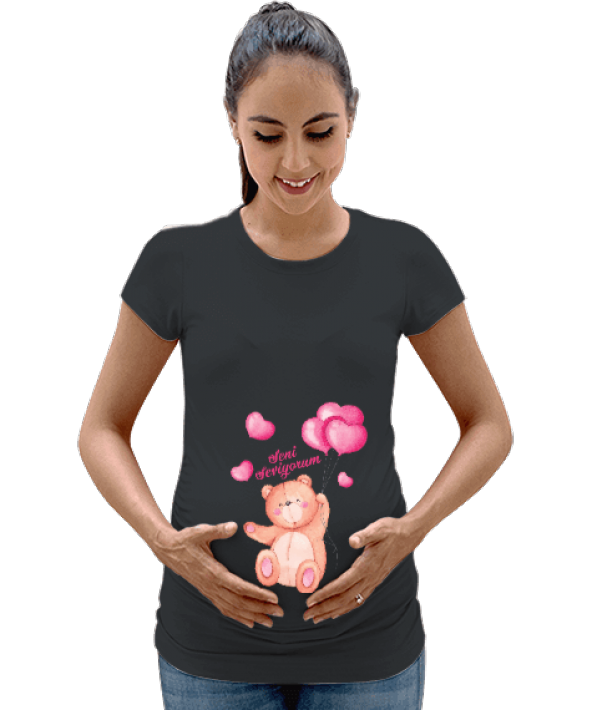 ayıcıklı kadın hamile tshirt Kadın Hamile Tişört