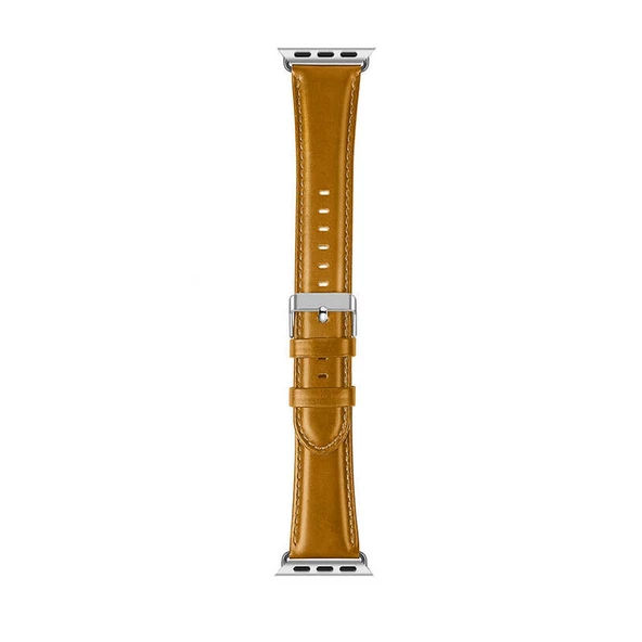 Smcase Apple Watch 1 2 3 4 5 6 Series 40 mm Kordon Delikli Deri Dikiş Metal Tokalı - 6
