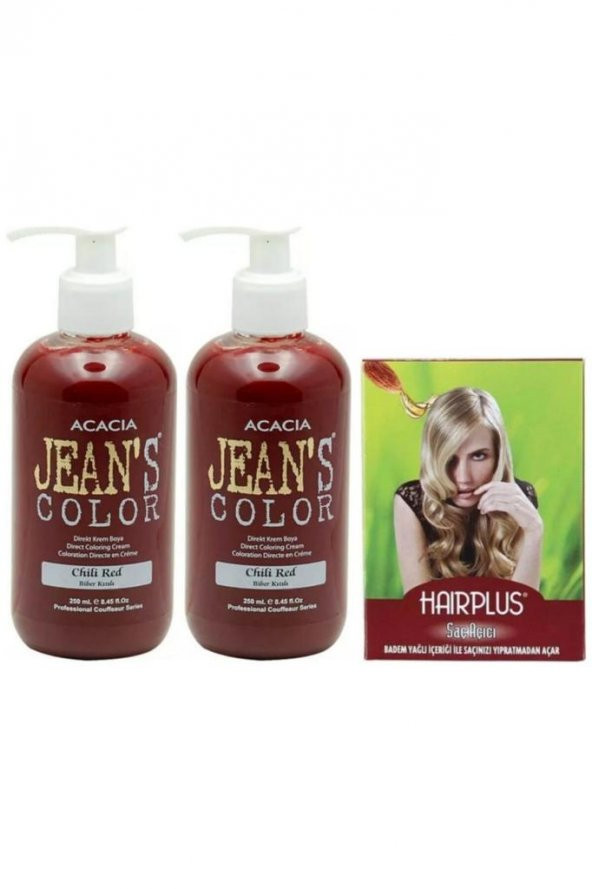 Jeans Color Saç Boyası Biber Kızılı 250 Ml 2adet Ve Hairplus Saç Açıcı