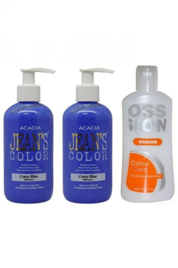 Saç Boyası Deli Mavi 250ml 2ad Ve Ossion Boya Temizleyici 200ml