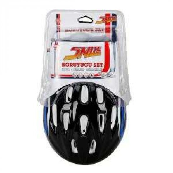 Sunman Kaliteli Kask Ve Dizlik, Dirseklik Full Set  Orta (M) 52-56 cm Baş Çerçevesi Siyah