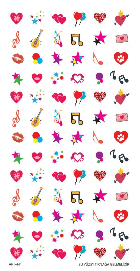 Aşk Sembolleri Tırnak Dövmesi, Tırnak Tattoo, Nail Art, Tırnak Sticker - 2