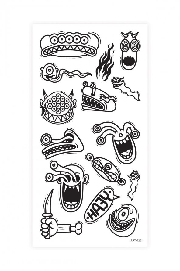 Canavar Geçici Dövme,Geçici Tattoo ,Vücut Dövme,Kol Bilek Dövme,Boyun Dövme,Sırt Dövme - 2