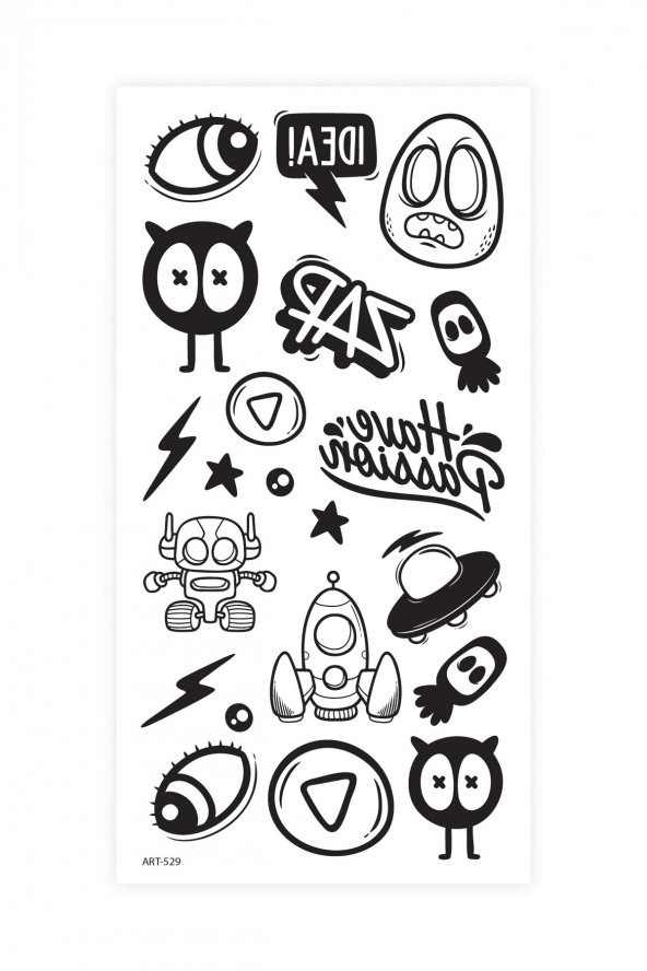 Uzay Geçici Dövme,Geçici Tattoo ,Vücut Dövme,Kol Bilek Dövme,Boyun Dövme,Sırt Dövme - Resim 2