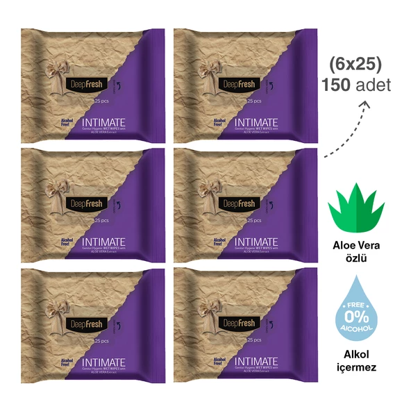 Deep Fresh Intimate Geniteal Bölge Temizleme Mendili Aloevera 6'lı Paket 150 Yaprak - 2