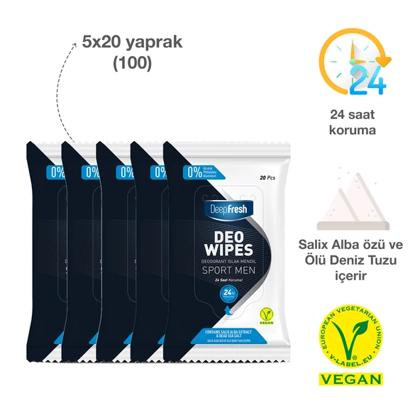 Deep Fresh Deodorant Mendil Sport Men 5 x 20 Yaprak - 3