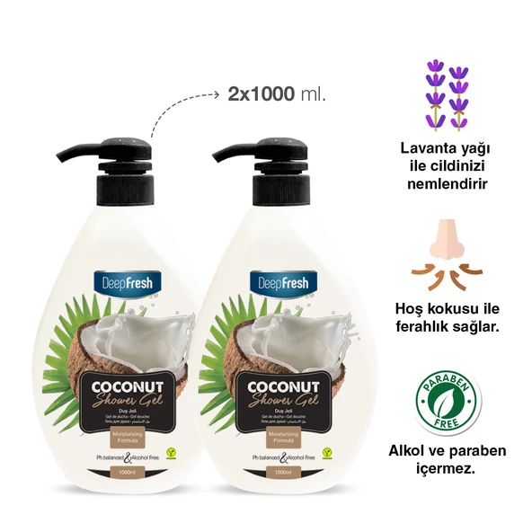 Deep Fresh Duş Jeli Coconut 1 lt x 2 Adet - 2