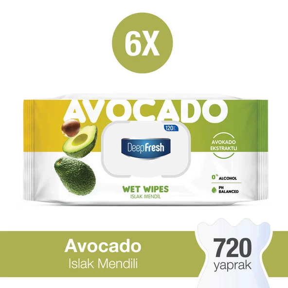 Deep Fresh Doğal Özler Avokado Islak Mendil 6 x 120 Yaprak - 6