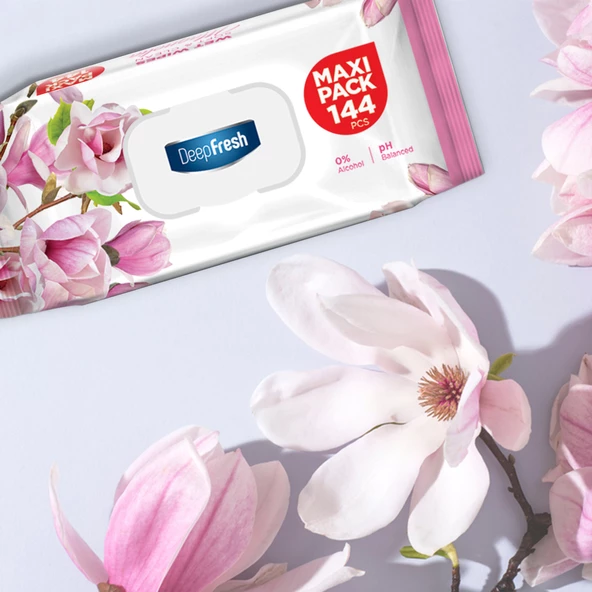 Deep Fresh Maxi Pack Islak Mendil Manolya 5 x 144 Yaprak - 4