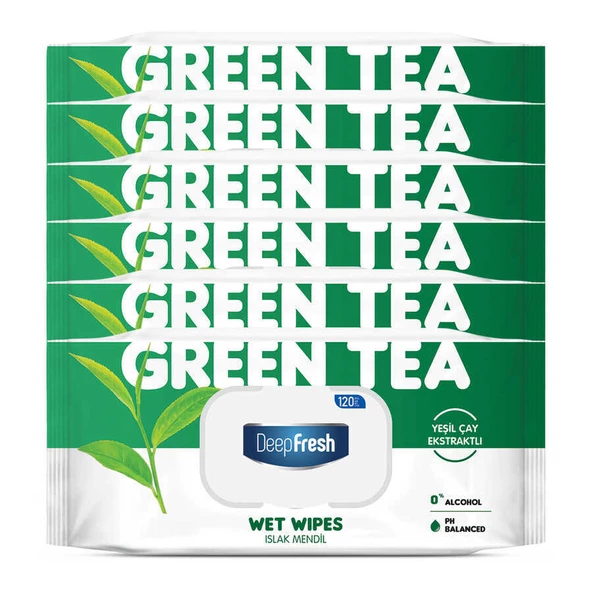 Deep Fresh Doğal Özler Yeşil Çay Islak Mendil 6 x 120 Yaprak - 7