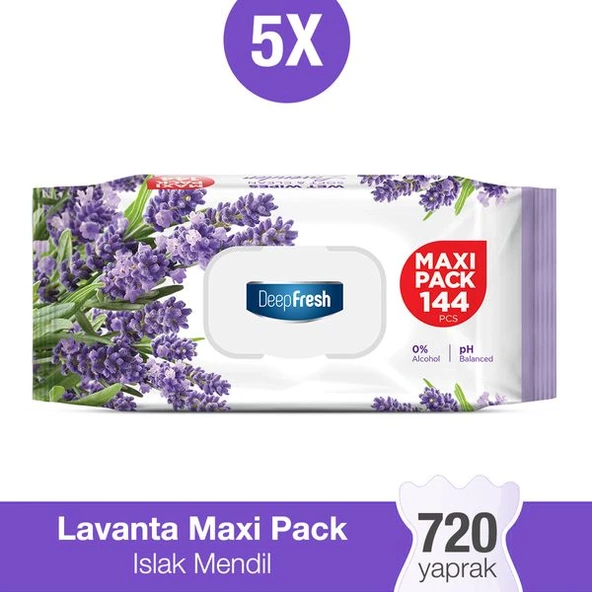 Deep Fresh Maxi Pack Islak Mendil Lavanta 5 x 144 Yaprak