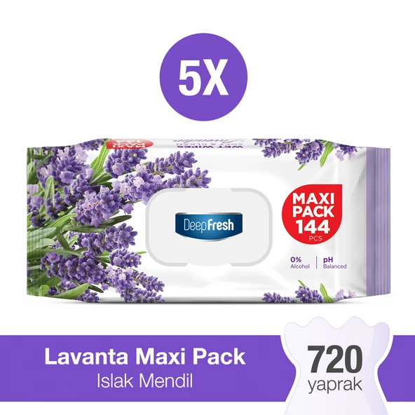 Deep Fresh Maxi Pack Islak Mendil Lavanta 5 x 144 Yaprak