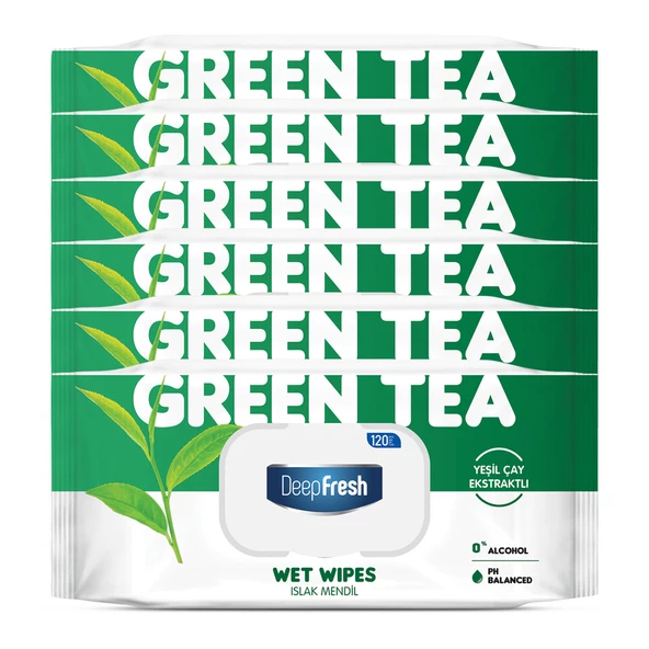 Deep Fresh Doğal Özler Yeşil Çay Islak Mendil 6 x 120 Yaprak - 2