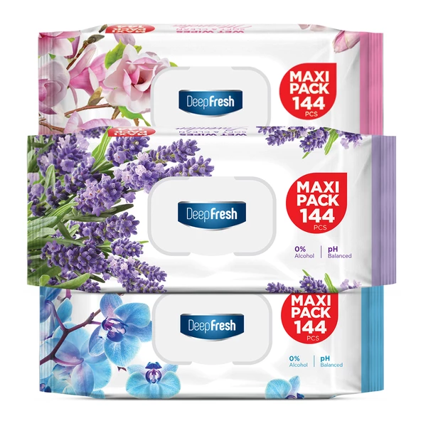 Deep Fresh Maxi Pack Islak Mendil Karma Paket 3 x 144 Yaprak