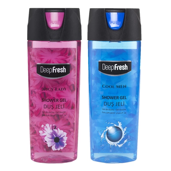 Deep Fresh Pratik Kapaklı Erkek & Kadın Duş Jeli Juicy Lady ve Cool Men 500 ml x 2 Adet