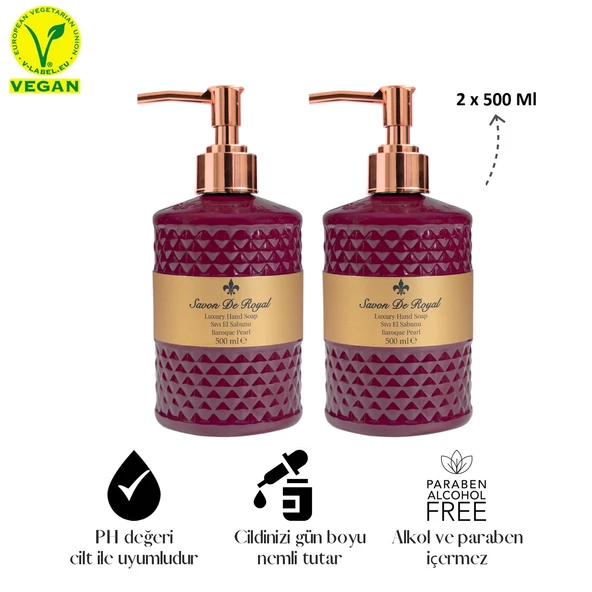 Savon De Royal Luxury Vegan Sıvı Sabun Baroque Pearl 2 x 500 ml - Resim 2