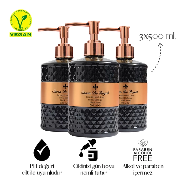 Savon De Royal Luxury Vegan Sıvı Sabun Black Pearl 3 x 500 ml - 2