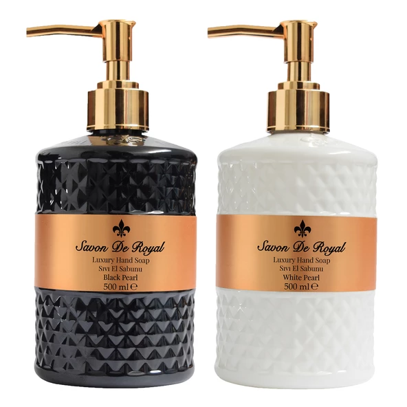 Savon De Royal Luxury Vegan Sıvı Sabun Black ve White Pearl 500 ml x 2 Adet