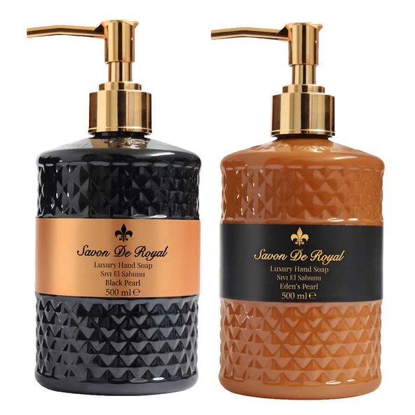 Savon De Royal Luxury Vegan Sıvı Sabun Black ve Eden's Pearl 500 ml x 2 Adet - Resim 4