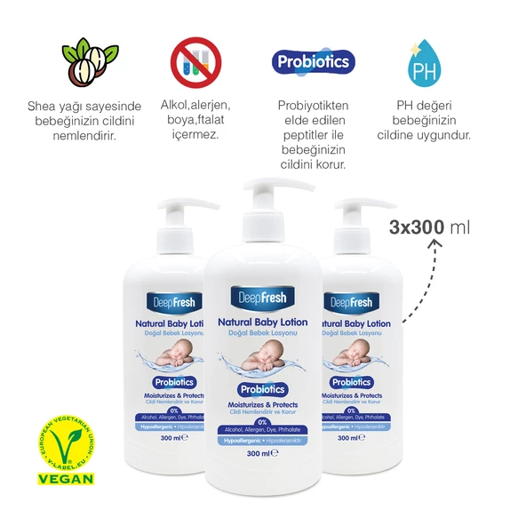 Deep Fresh Probiyotik Doğal Bebek Losyonu 3 x 300 ml - 3