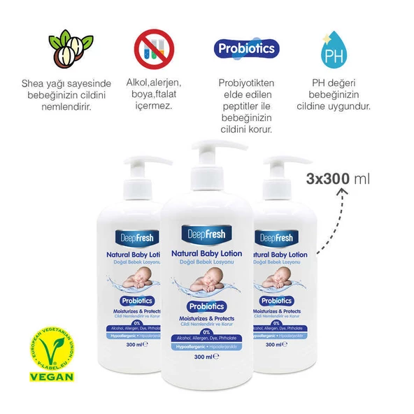 Deep Fresh Probiyotik Doğal Bebek Losyonu 3 x 300 ml - 7