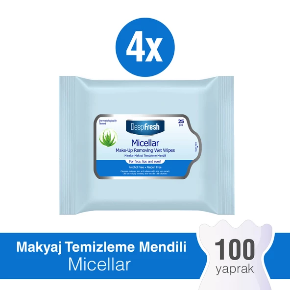 Deep Fresh Makyaj Temizleme Mendili Micellar 4 x 25 Yaprak