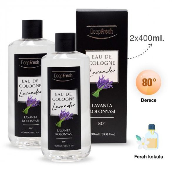 Deep Fresh Eau De Cologne 80 Derece Lavanta Kolonyası 2 x 400 ml - 3