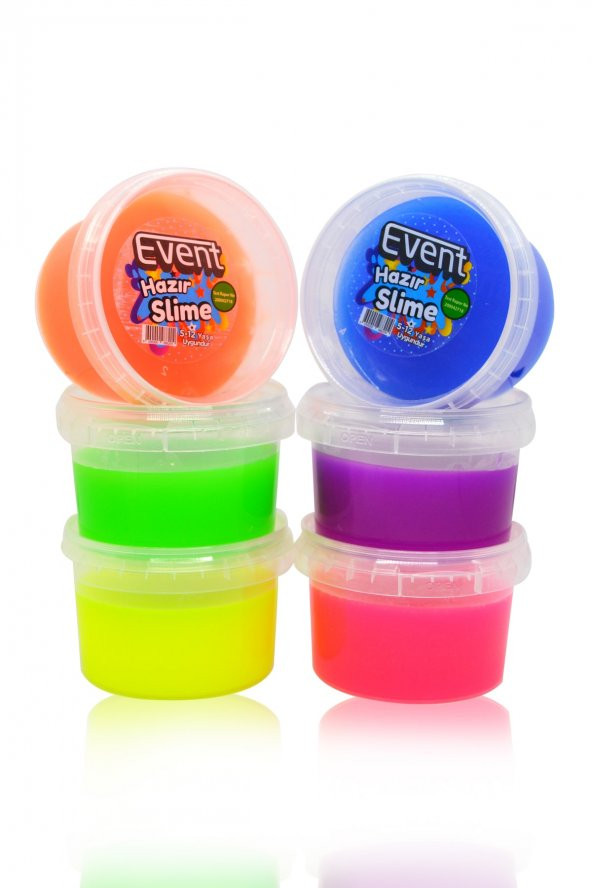 Event 6 Renk Neon Fosforlu Hazır Slime - Hazır Slaym Oyunu 6x170gr Toplam 1020gr