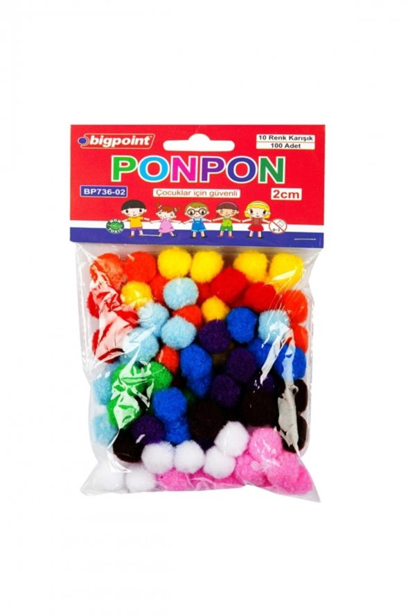 Ponpon 2 Cm 10 Renk / 100lü Poşet