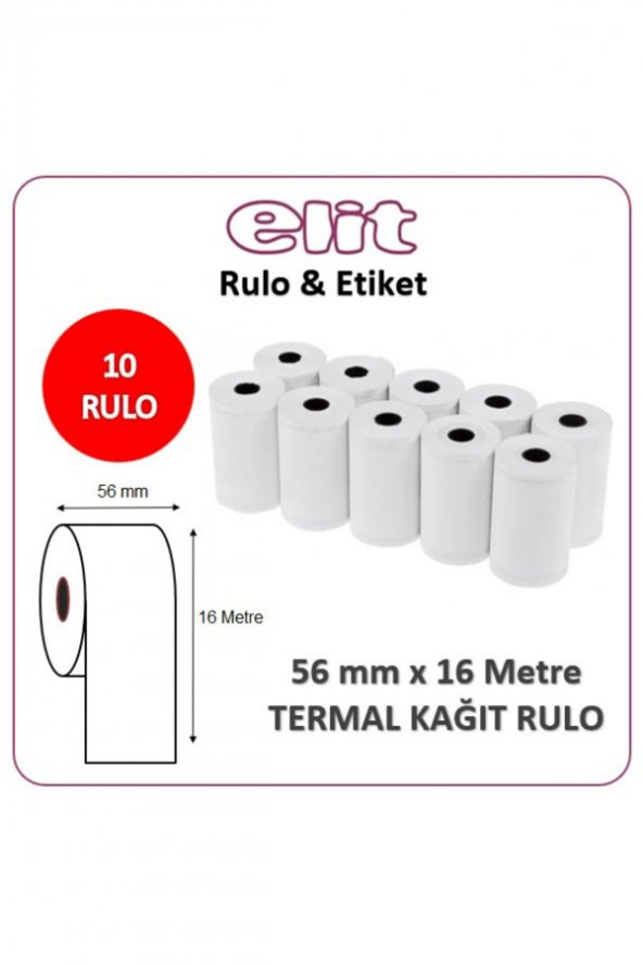 Termal Rulo Pos Kağıdı 56x16 Mt - 10lu