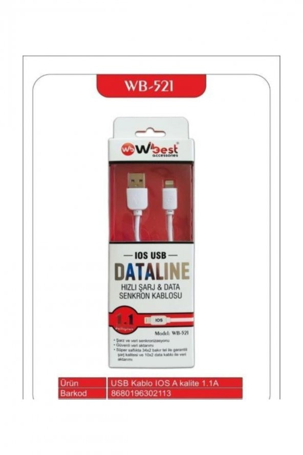 W Best Ios Usb Hızlı Şarj Ve Data Senkron Kablosu - 2