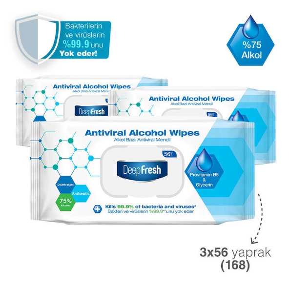 Deep Fresh Alkollü Antiviral Islak Mendil 3 x 56 Yaprak - Resim 8