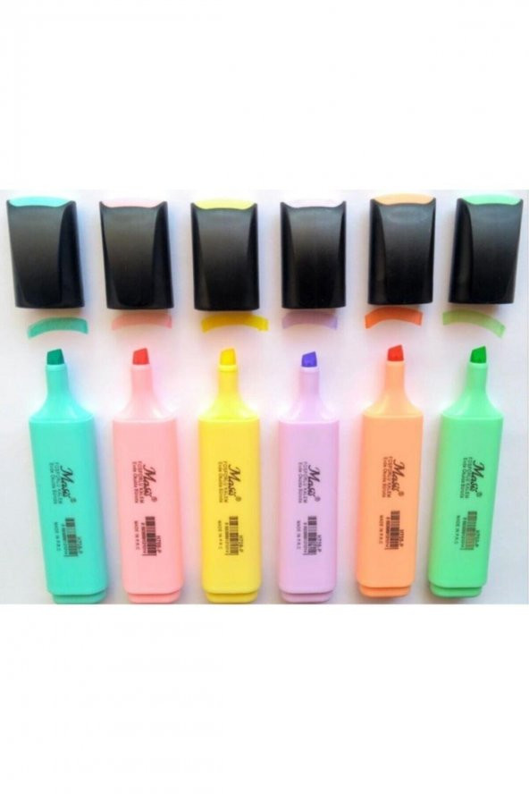 Pastel Renk Fosforlu Işaretleme Kalemi 6 Lı Set Fosfor6 - 2