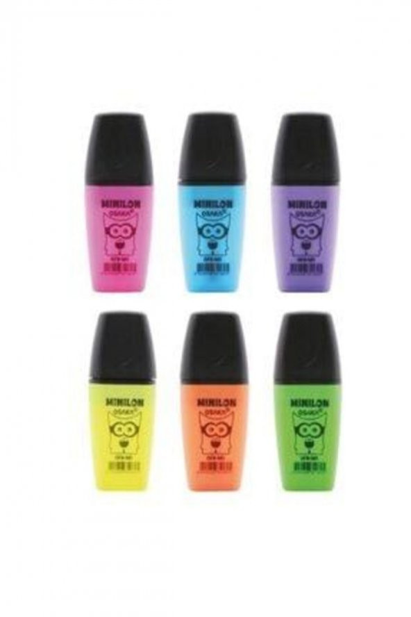 Mini Neon Renk Fosforlu Kalem 6 Lı Set f.k