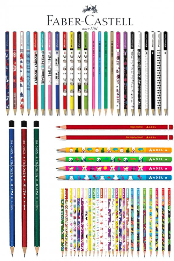 Kaliteli Karışık 12li Kurşun Kalem Faber+adel+bic+fatih