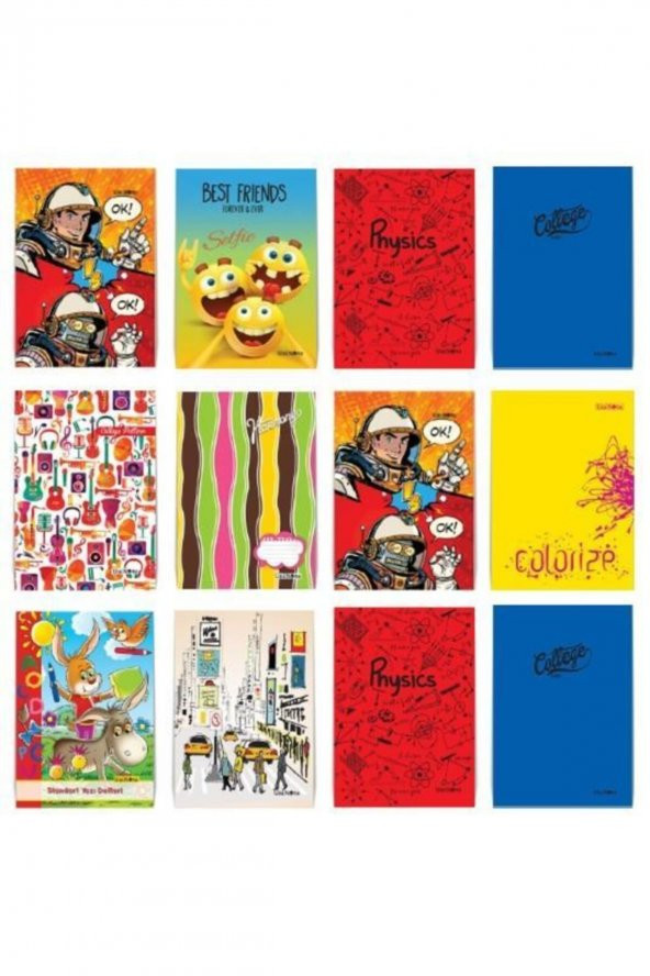 40 Yaprak A5 Küçük Boy Kareli Defter Karton Kapak 12 Adet t.d