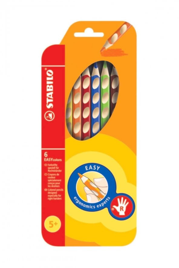 Easycolors Sağ El Kuruboya Kalemi 6 Renkli 332-6 /