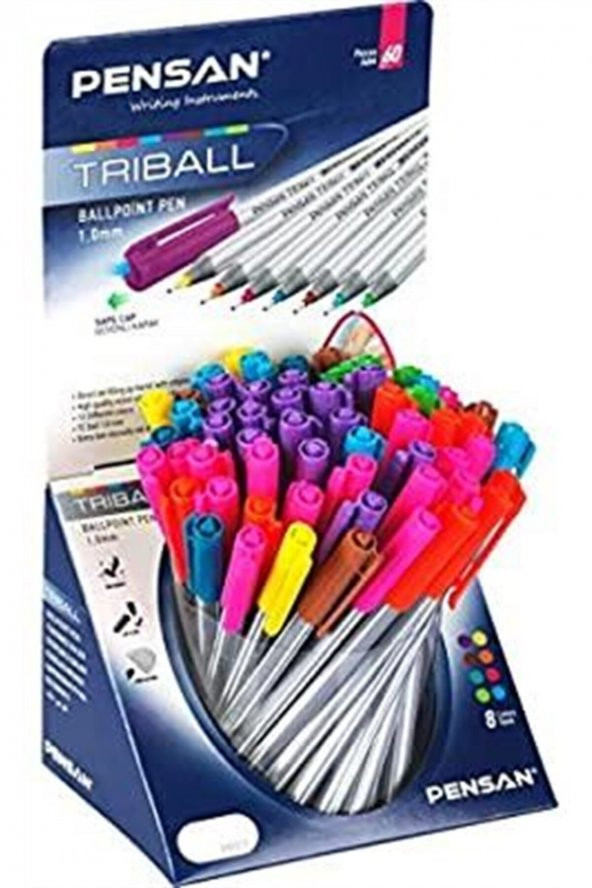 Tükenmez Trıball 1mm 60 Lı 01003 Renkli