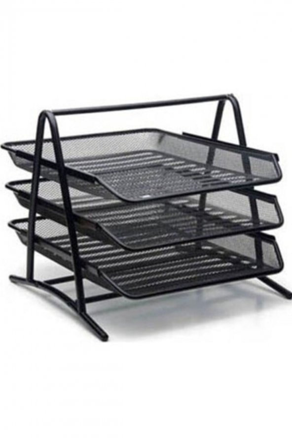 A4 Evrak Rafı Metal Üçlü Perfore 3lü Set (kalemlik, Ataşlık) - 2