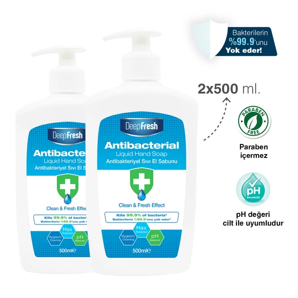 Deep Fresh Antibakteriyel Sıvı Sabun 2 x 500 ml & Islak Mendil 2 x 100 Yaprak - 2