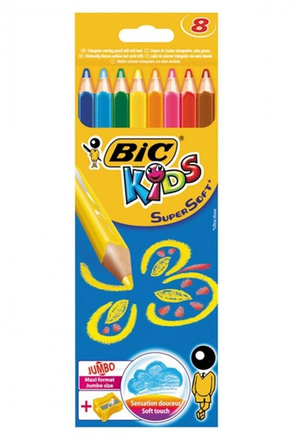 Kuru Boya Kalemi Jumbo 8 Li-supersoft Kalemtraş