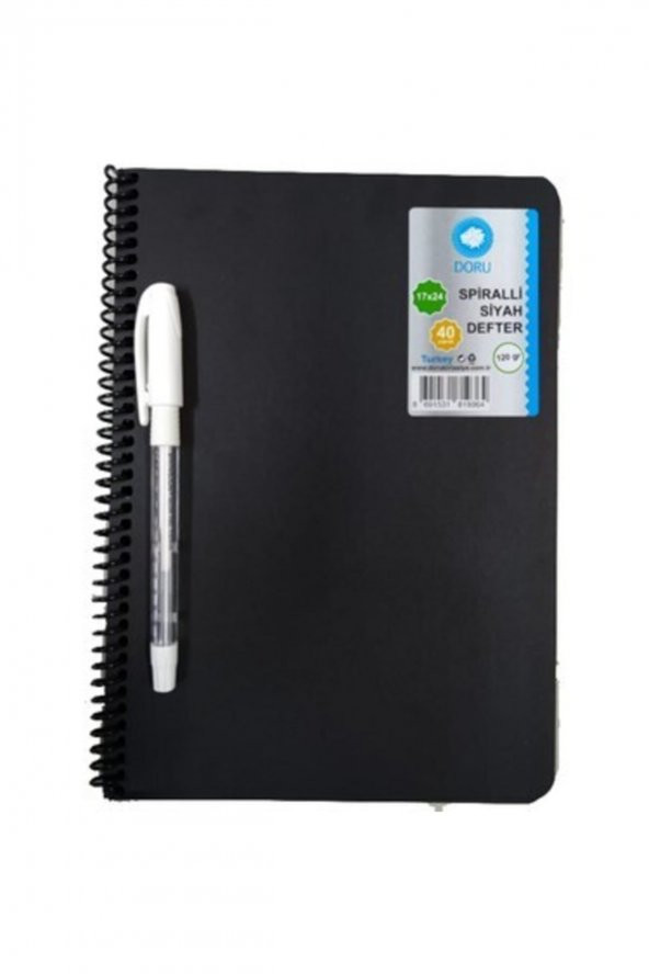 40 Sayfa 17x24 Cm Siyah Defter Ve Beyaz Kalem side